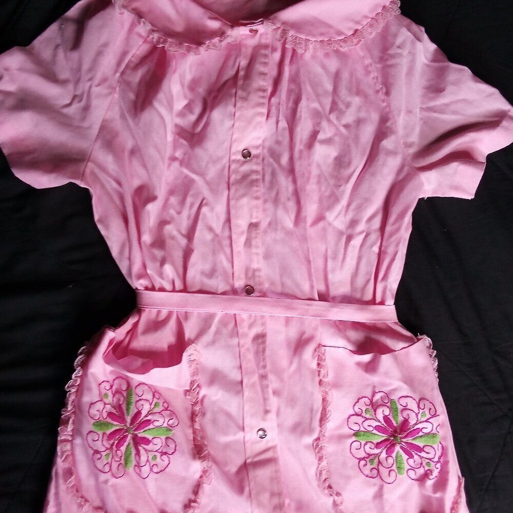 Vintage Deena Floral Embroidered Lace Pearl Snap Prairie Dress